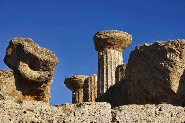 Italie Sicile Agrigente Vallée Des Temples Grecs Colonnes Temple Hercule — Photo