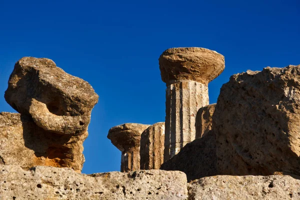 Italie Sicile Agrigente Vallée Des Temples Grecs Colonnes Temple Hercule — Photo