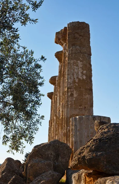 Italie Sicile Agrigente Vallée Des Temples Grecs Colonnes Temple Hercule — Photo