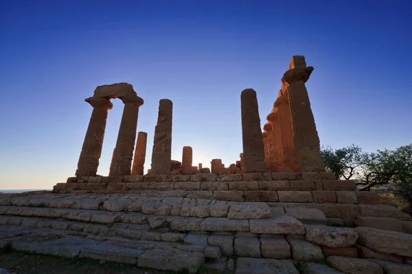 イタリア シチリア島 アグリジェント ギリシャ寺院バレー ジュノー寺院 480 420 日没時に — ストック写真