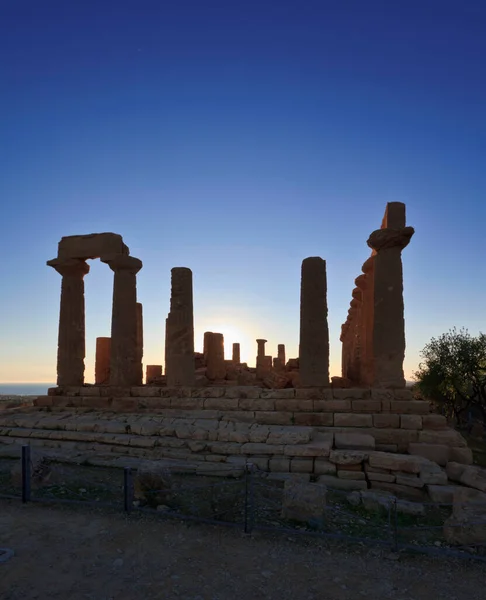 イタリア シチリア島 アグリジェント ギリシャ寺院バレー ジュノー寺院 480 420 日没時に — ストック写真