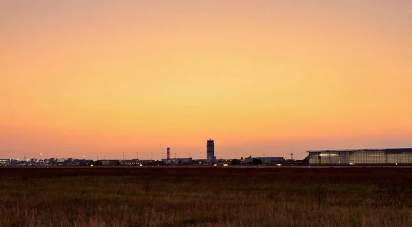 Italy, Venice International Airport at sunset