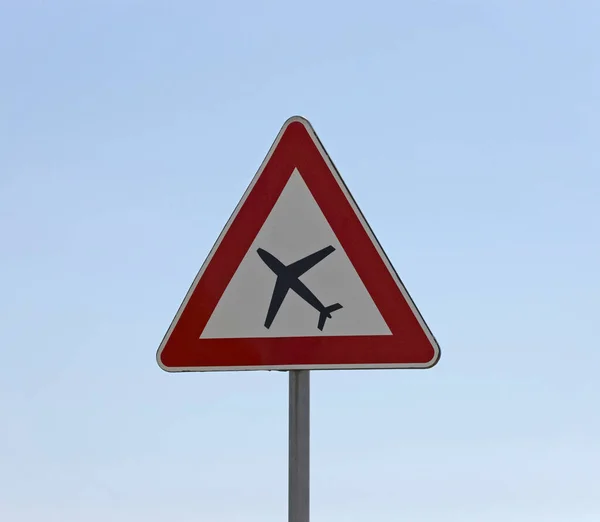 Olaszország Nápoly Nemzetközi Repülőtér Capodichino Repülőgép Figyelmeztető Tábla — Stock Fotó