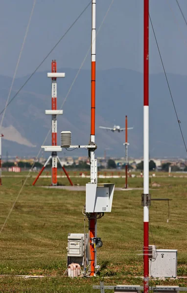 Italy Naples International Airport Capodichino Airplane Landing Flight Control Sensors — Stock Photo, Image