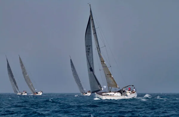 Italy Sicily Mediterranean Sea Sailboats Race — Stock Photo, Image