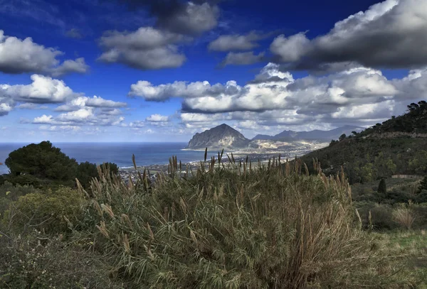 Italy Sicily View Cofano Mount Tyrrhenian Coastline Erice Trapani — Stock Photo, Image