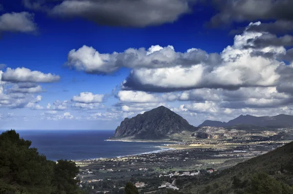 Italy Sicily View Cofano Mount Tyrrhenian Coastline Erice Trapani — Stock Photo, Image