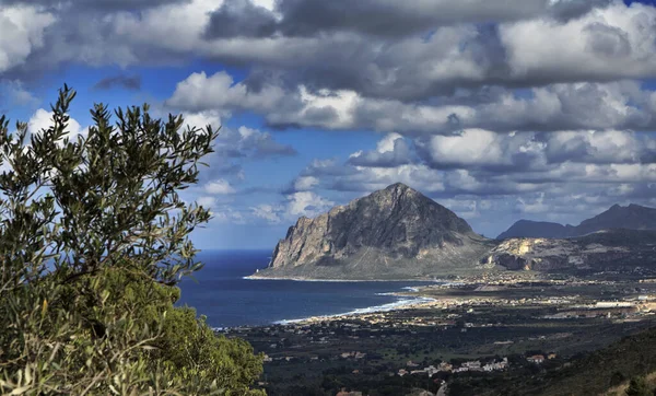 Italy Sicily View Cofano Mount Tyrrhenian Coastline Erice Trapani — Stock Photo, Image