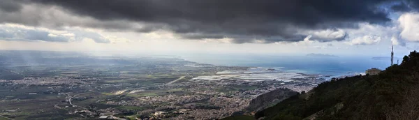 Italy Sicily Trapani Panoramic View City Tyrrhenian Coastline Egadi Islands — Stock Photo, Image