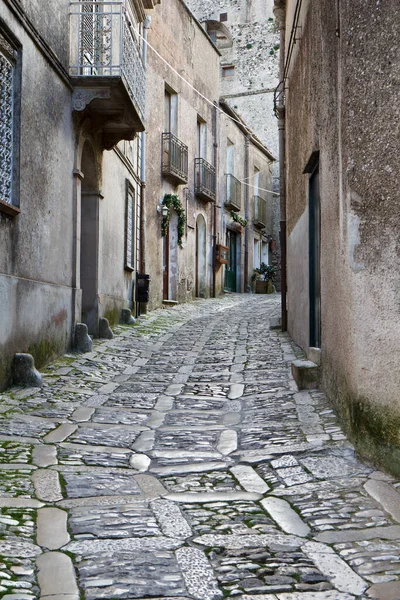 Italy Sicily Erice Trapani Stone Paved Street — Stock Photo, Image