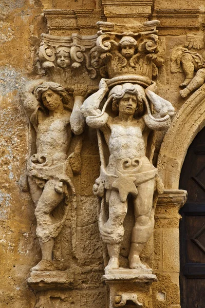 Italy Sicily Mazara Del Vallo Trapani Province Baroque Statues Entrance — Stock Photo, Image