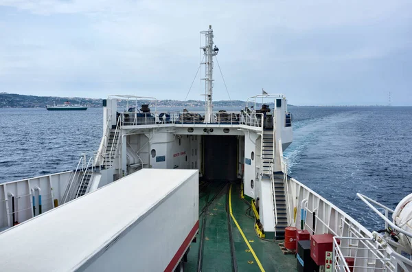 Italia Sicilia Canal Vista Costa Sicilia Messina Bordo Uno Los — Foto de Stock