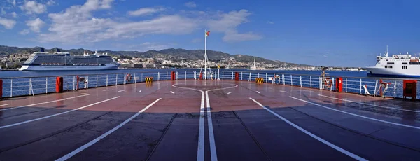 Olaszország Szicília Messina Panorámás Kilátás Városra Kikötőre Szicíliát Olasz Félszigettel — Stock Fotó