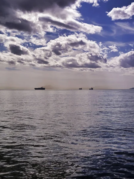 Italy Sicily Messina Cargo Ships Sicily Channel — Stock Photo, Image