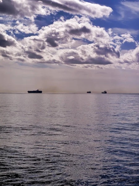 Italy Sicily Messina Cargo Ships Sicily Channel — Stock Photo, Image