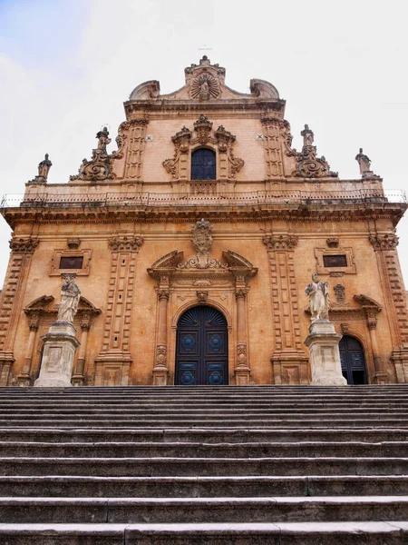 Италия Сицилия Модика Ragusa Province Кафедральный Собор Святого Петра Фасад — стоковое фото