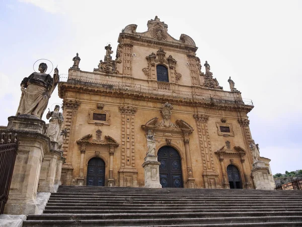 Italia Sicilia Modica Provincia Ragusa Catedral San Pedro Fachada Barroca — Foto de Stock