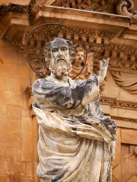 Italy Sicily Modica Ragusa Province Peter Cathedral Baroque Statue — Stock Photo, Image