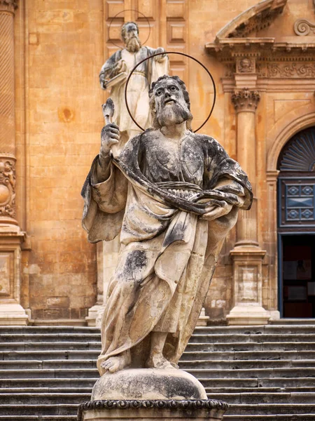 Italien Sizilien Modica Provinz Ragusa Petersdom Barockstatuen — Stockfoto