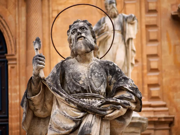 Italia Sicilia Modica Ragusa Cattedrale San Pietro Statue Barocche — Foto Stock