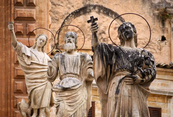 Italien Sicilien Modica Provinsen Ragusa Peterskyrkan Barockstatyer — Stockfoto