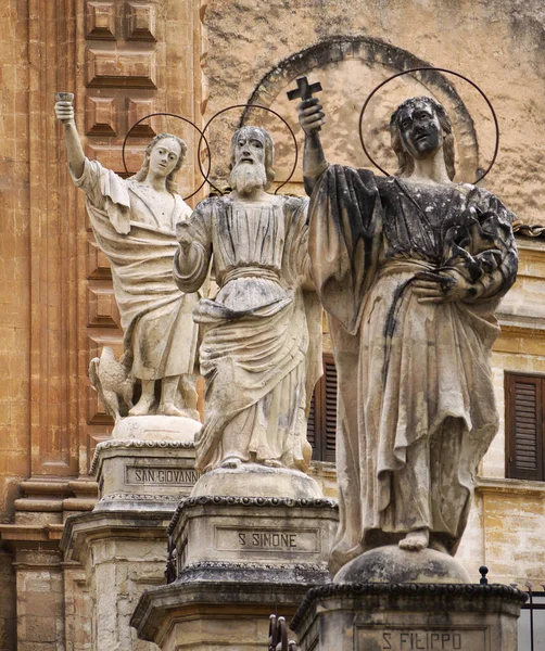 Italy Sicily Modica Ragusa Province Peter Cathedral Baroque Statues — Stock Photo, Image