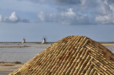 İtalya, Sicilya, Marsala (Trapani), Mozia tuz düzlükleri