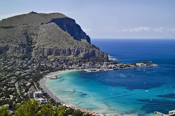 Itália Sicília Palermo Vista Mondello Mar Tirreno — Fotografia de Stock