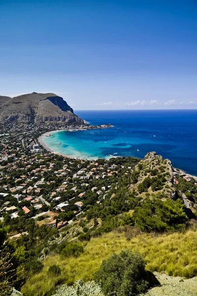 Italien Sizilien Palermo Blick Auf Mondello Und Das Tirrenische Meer — Stockfoto