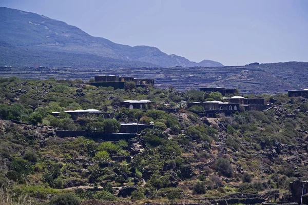 Itália Sicília Ilha Pantelleria Vista Ilha Dammusi Típicas Casas Pedra — Fotografia de Stock