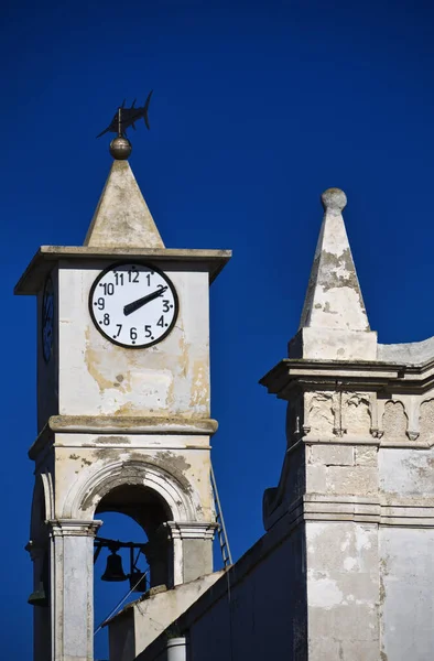 Italy Sicily Portopalo Capopassero View Church Bell Tower Swordfishing Industry — Stock Photo, Image