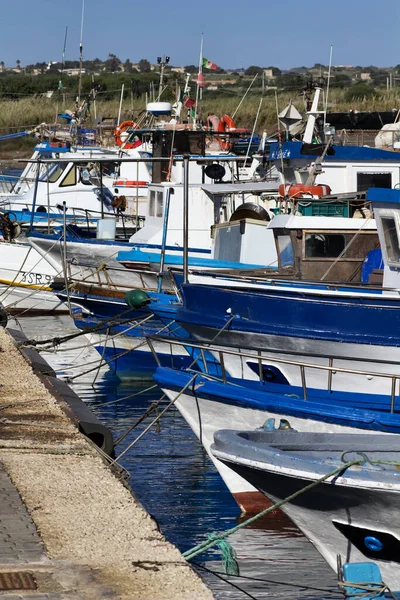 Italy Sicily Portopalo Capo Passero Fishing Boats Port — Stock Photo, Image