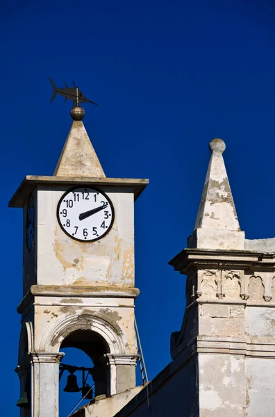 Italy Sicily Portopalo Capopassero View Church Bell Tower Swordfishing Industry — Stock Photo, Image