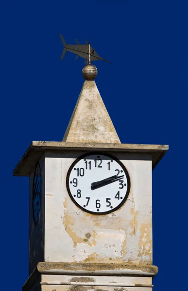 Italy Sicily Portopalo Capopassero View Church Bell Tower Swordfishing Industry Stock Image