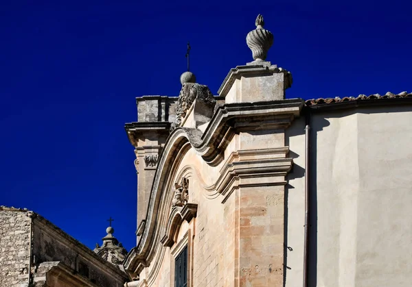 Italy Sicily Ragusa Ibla Baroque Stone Ornaments Roof Church — Stock Photo, Image