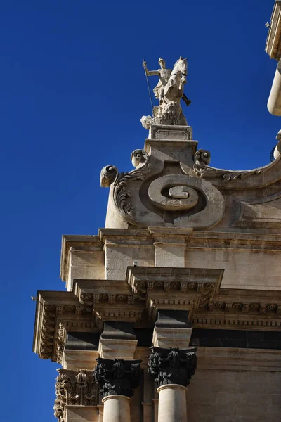 Itálie Sicílie Ragusa Ibla Katedrála Jiří Barokní Kamenné Ozdoby — Stock fotografie