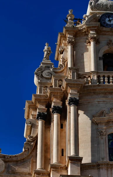 Itália Sicília Ragusa Ibla Catedral São Jorge Ornamentos Pedra Barroco — Fotografia de Stock