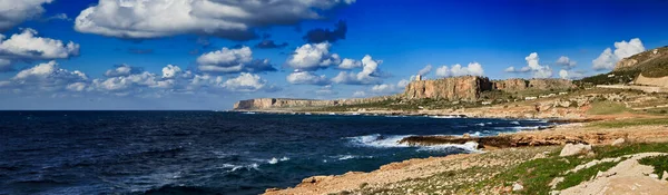 Italie Sicile Mer Tyrrhénienne Vue Panoramique Sur Littoral Rocheux Près — Photo