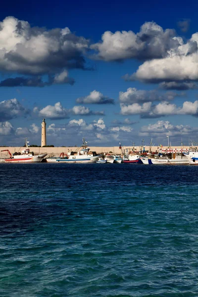 Itália Sicília Mar Tirreno Barcos Pesca Porto Vito Capo Trapani — Fotografia de Stock