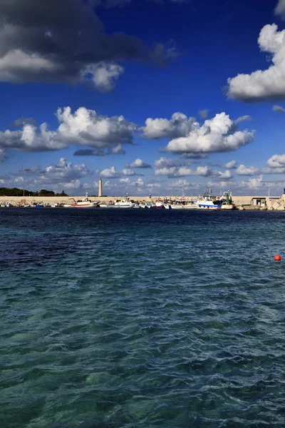 Италия Сицилия Тирренское Море Рыбацкие Лодки Порту Вито Капо Трапани — стоковое фото