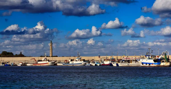 Italia Sicilia Mar Tirreno Barcos Pesca Puerto Vito Capo Trapani —  Fotos de Stock