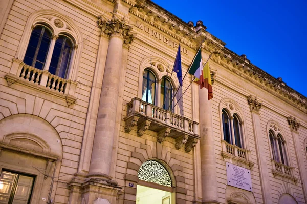 Italie Sicile Scicli Province Raguse Façade Bâtiment Mairie Baroque Coucher — Photo