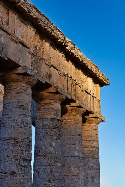 Italien Sicilien Segesta Grekiskt Tempel Kolumner — Stockfoto