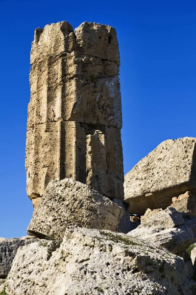 Italia Sicilia Selinunte Columna Griega Del Templo Hera 409 — Foto de Stock