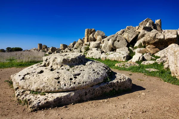 Olaszország Szicília Selinunte Görög Hera Temple Oszlopok 409 — Stock Fotó