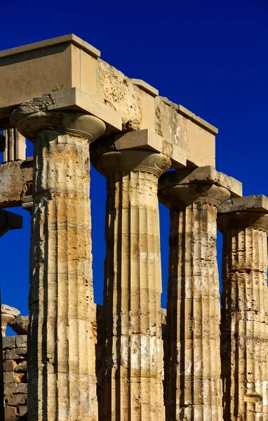 Włochy Sycylia Selinunte Greckie Kolumny Świątyni Hera 409 — Zdjęcie stockowe