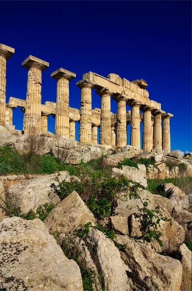 Talya Sicilya Selinunte Yunan Hera Tapınağı Sütunları 409 — Stok fotoğraf