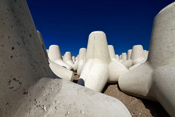 Italy Sicily Messina Province Concrete Tetrapods Beach Port Construction — Stock Photo, Image