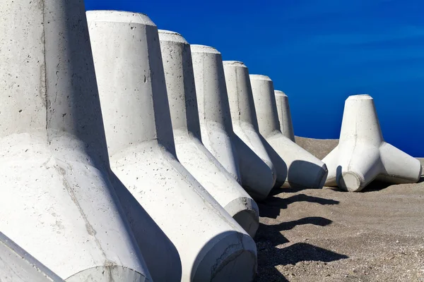 Italy Sicily Messina Province Concrete Tetrapods Beach Port Construction — Stock Photo, Image
