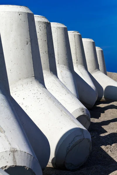 Italy Sicily Messina Province Concrete Tetrapods Beach Port Construction — Stock Photo, Image